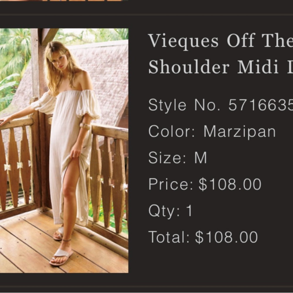 Free People Vieques Off-Shoulder Midi Dress in Marzipan (Cream)